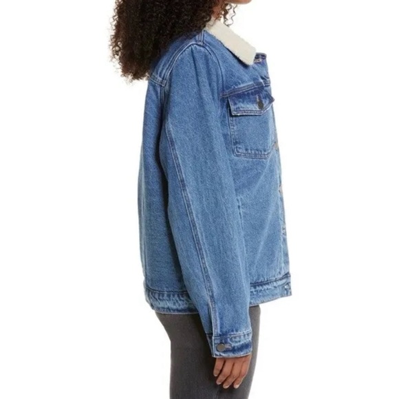 BP Denim Oversize Trucker Jacket Faux Shearling Neck & Lined Inside 🔥 - Picture 13 of 15